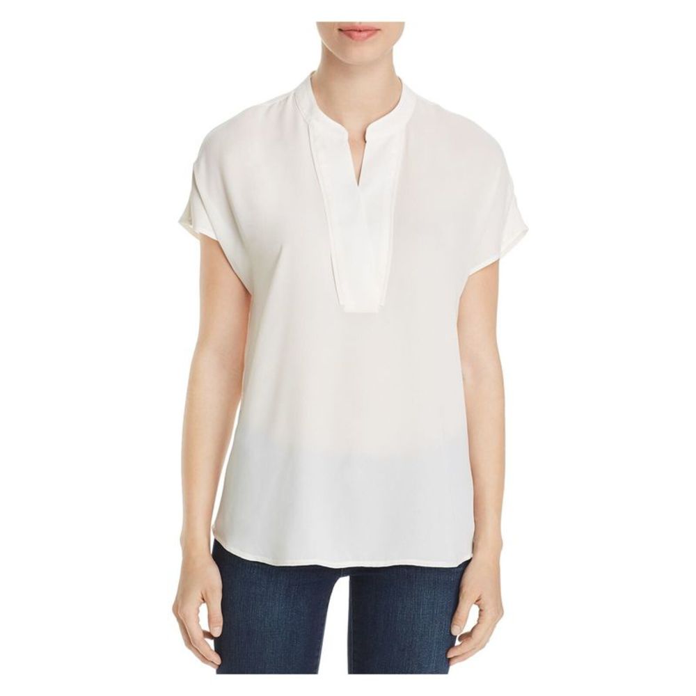 MARLED ESSENTIALS Womens Ivory Short Sleeve Split Blouse M